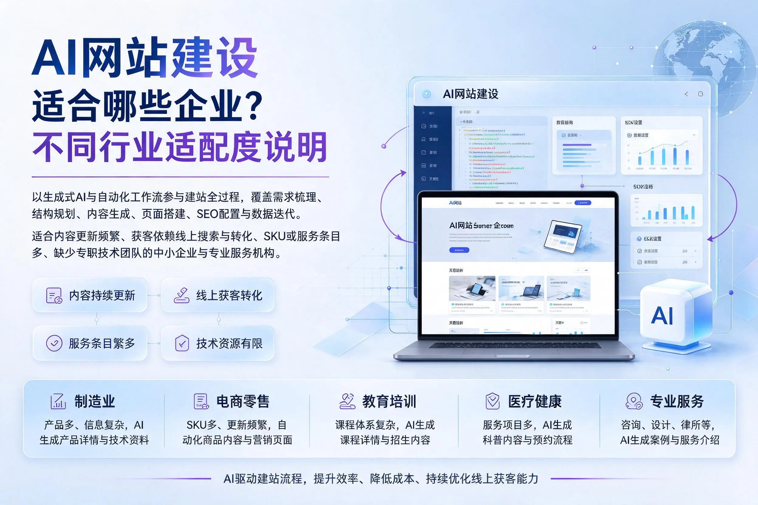 AI网站建设适合哪些企业?朔州不同行业适配度说明